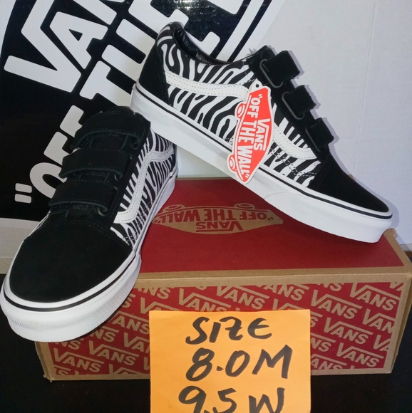 Vans Old Skool Velcro Zebra sz 8.0 Men 9.5 Woman